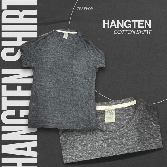 Hangten Men’s Cotton Shirt – Gray Short Sleeve Casual Tee | Size Medium - Picture 1 of 6